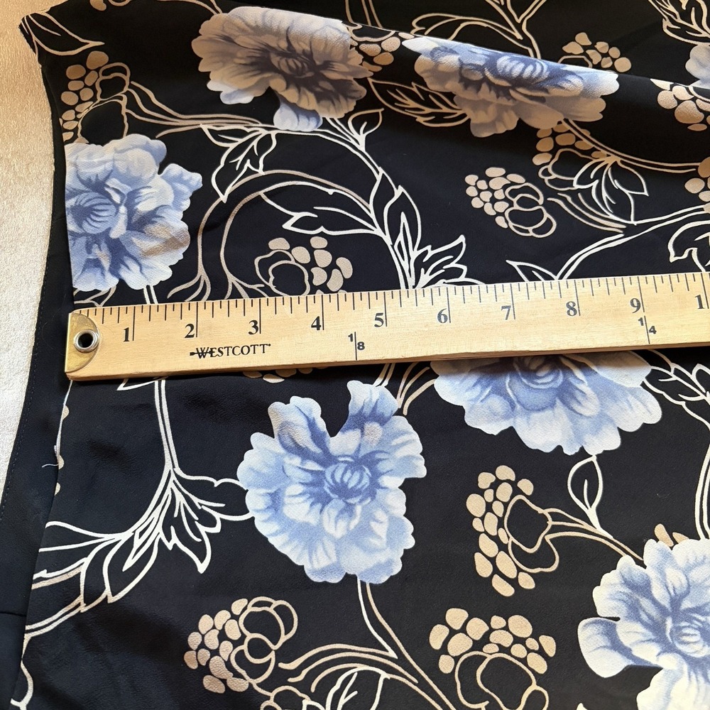 Vintage Ann Taylor LOFT Floral Silk Skirt Women 4 Black Blue Peonies Y2K Lined - Picture 5 of 7